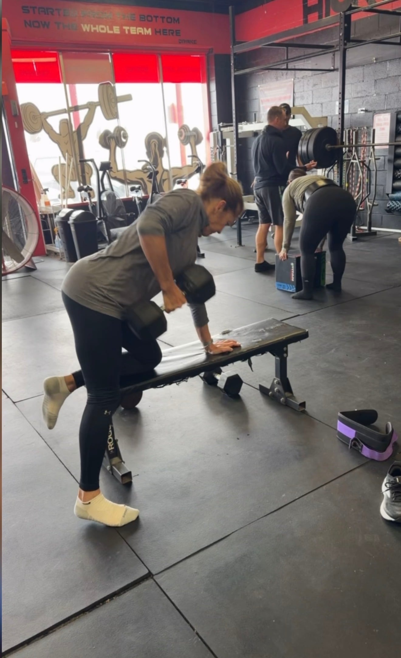 A member working through a step-up exercise during conditioning training at MPower Gym & Academy in Vandalia, Ohio
